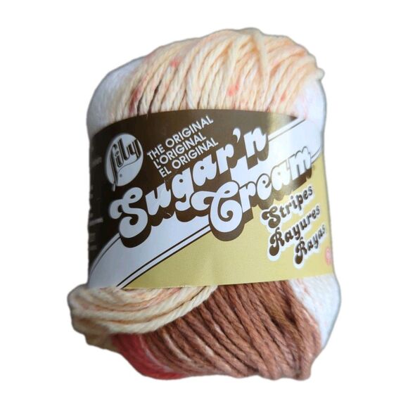 Lily Sugar n Cream Yarn Natural Stripes 2018 2 oz 95 yds 102021 Skein Cotton New - Picture 1 of 5